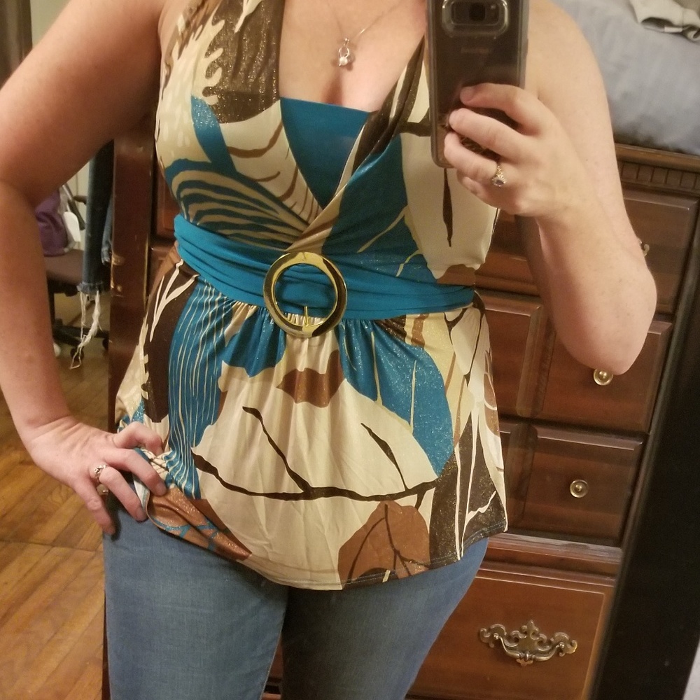 Very flattering halter top.  Medium.